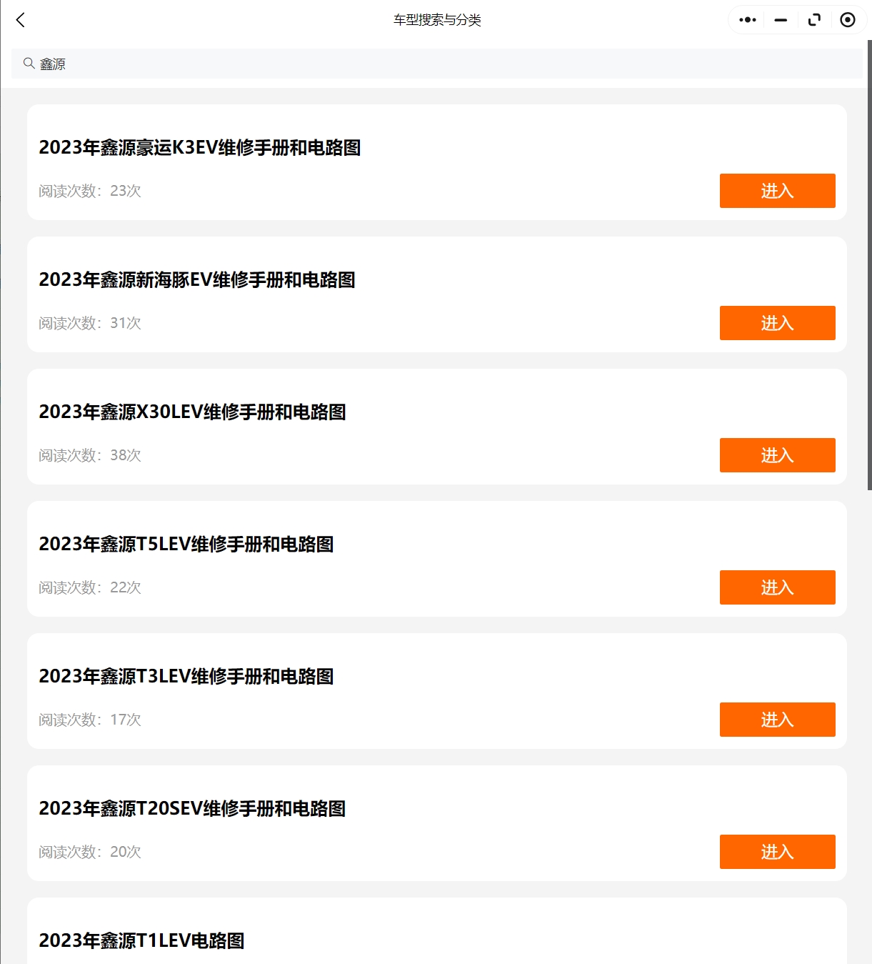 2017-2024年鑫源汽車維修手冊電路圖資料更新